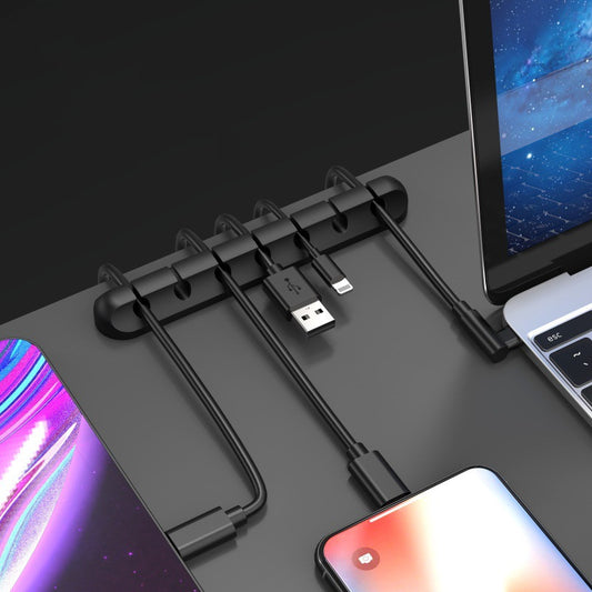 Experience Effortless Organization with Our Sleek Desktop Charging Data Cable Organizer - Say Goodbye to Tangled Cables and Keep Your Workspace Neat and Efficient! BLACK/GREY/WHITE