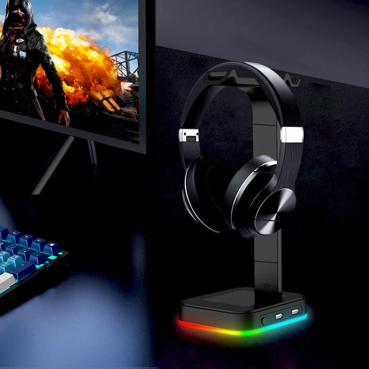 Gaming Headset Stand With RGB Black