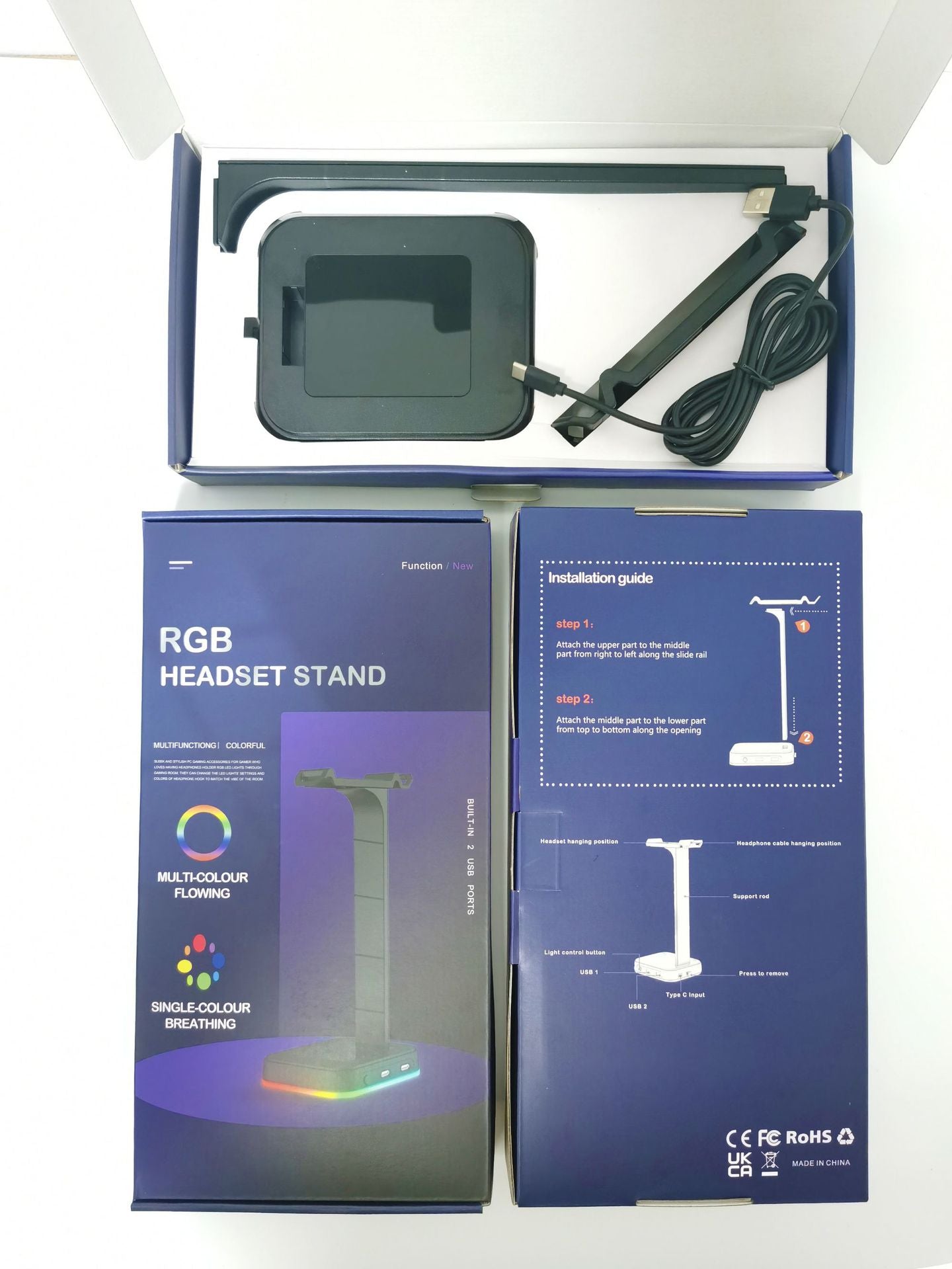 Gaming Headset Stand With RGB Black