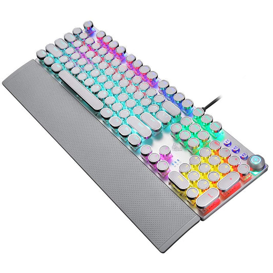 Wired Gaming Keyboard With Wrist Support & RGB In White