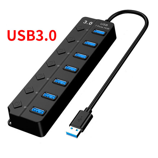 7/4Port USB 3.0/2.0Hub - Featuring Individual Power Switches and LED Lights for Ultimate Convenience!" BLACK/WHITE